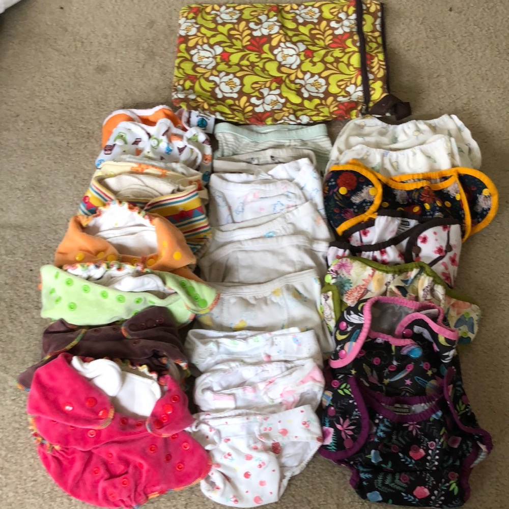 Bundle of Baby Cloth Diapers + Diaper Covers + Diaper Bag